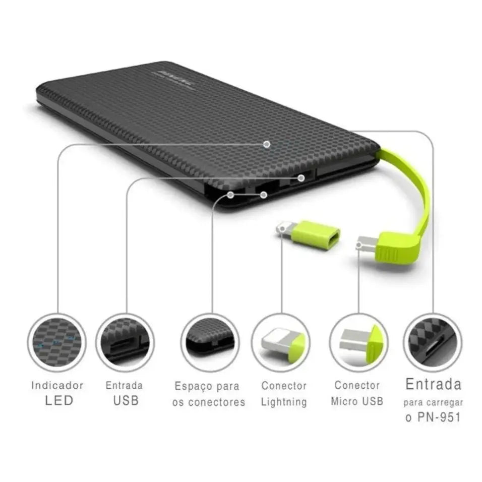 Power Bank Pineng 10.000mAh IPhone V8 Portable Charger