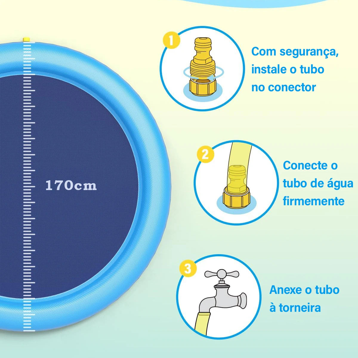 Piscina antiderrapante para cães e crianças - 170cm