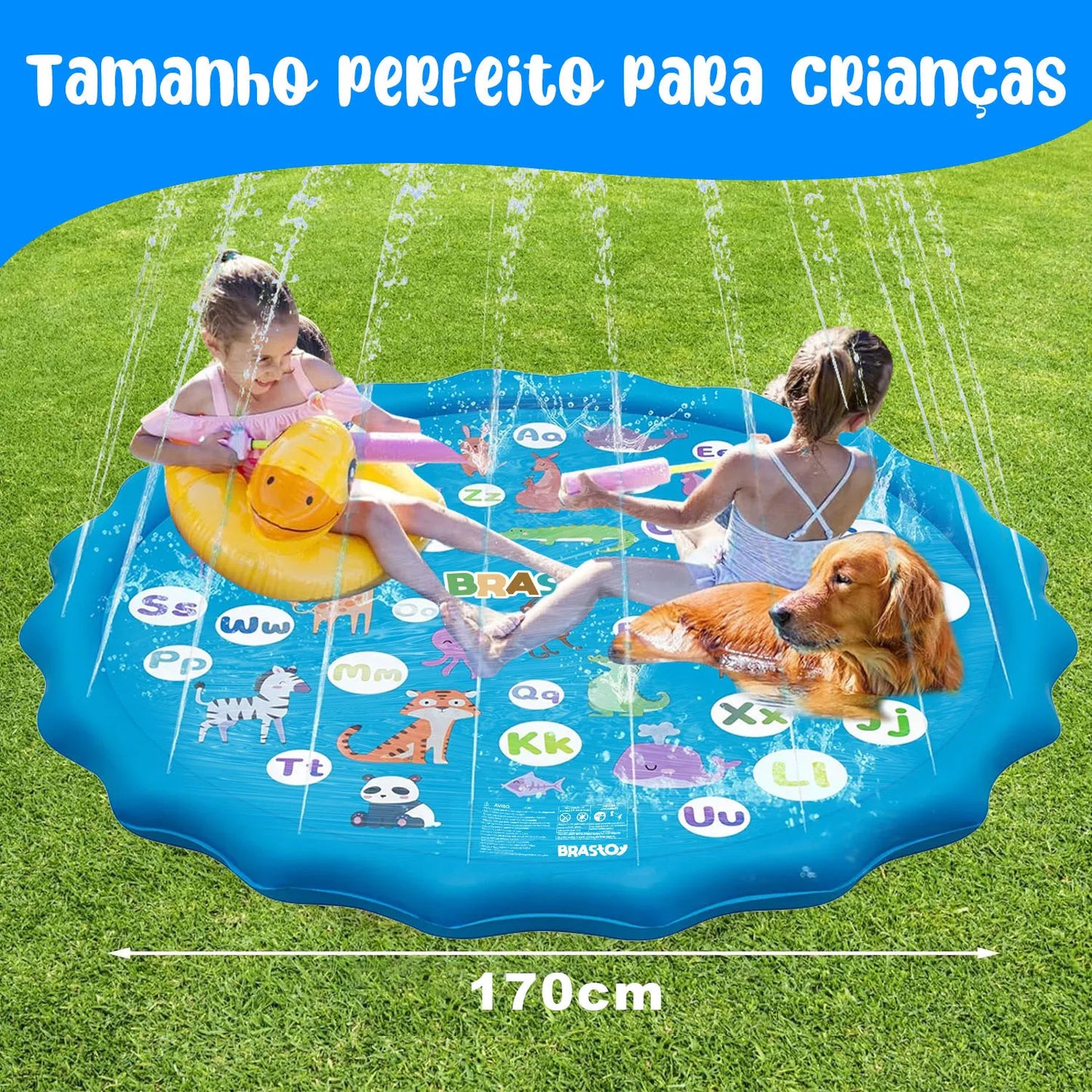 Piscina inflável para crianças brincarem de esteira de água - 170 cm